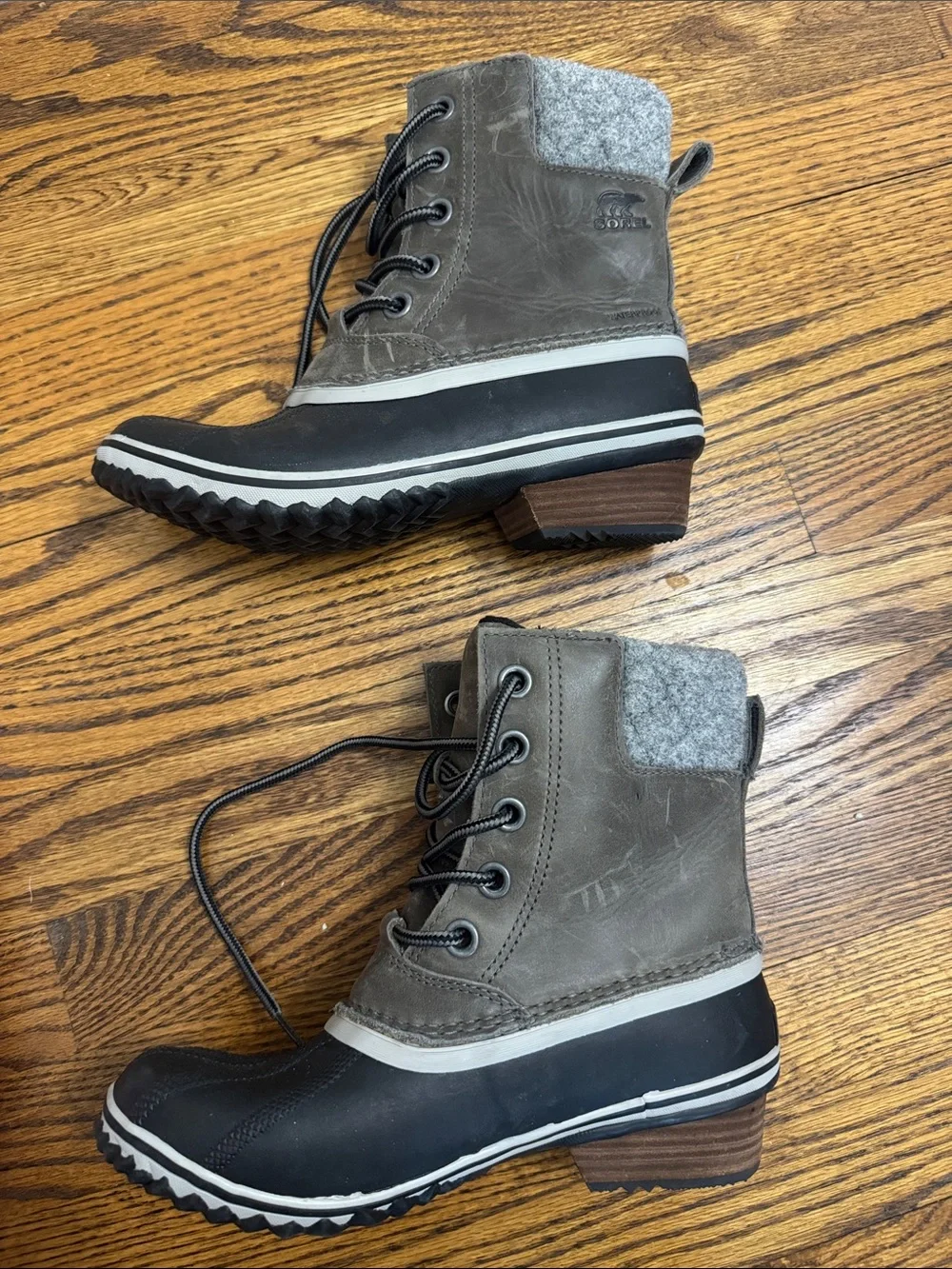 Sorel Slimpack II Lace Waterproof Duck Boots Women’s 7.5 Quarry Black NL2348